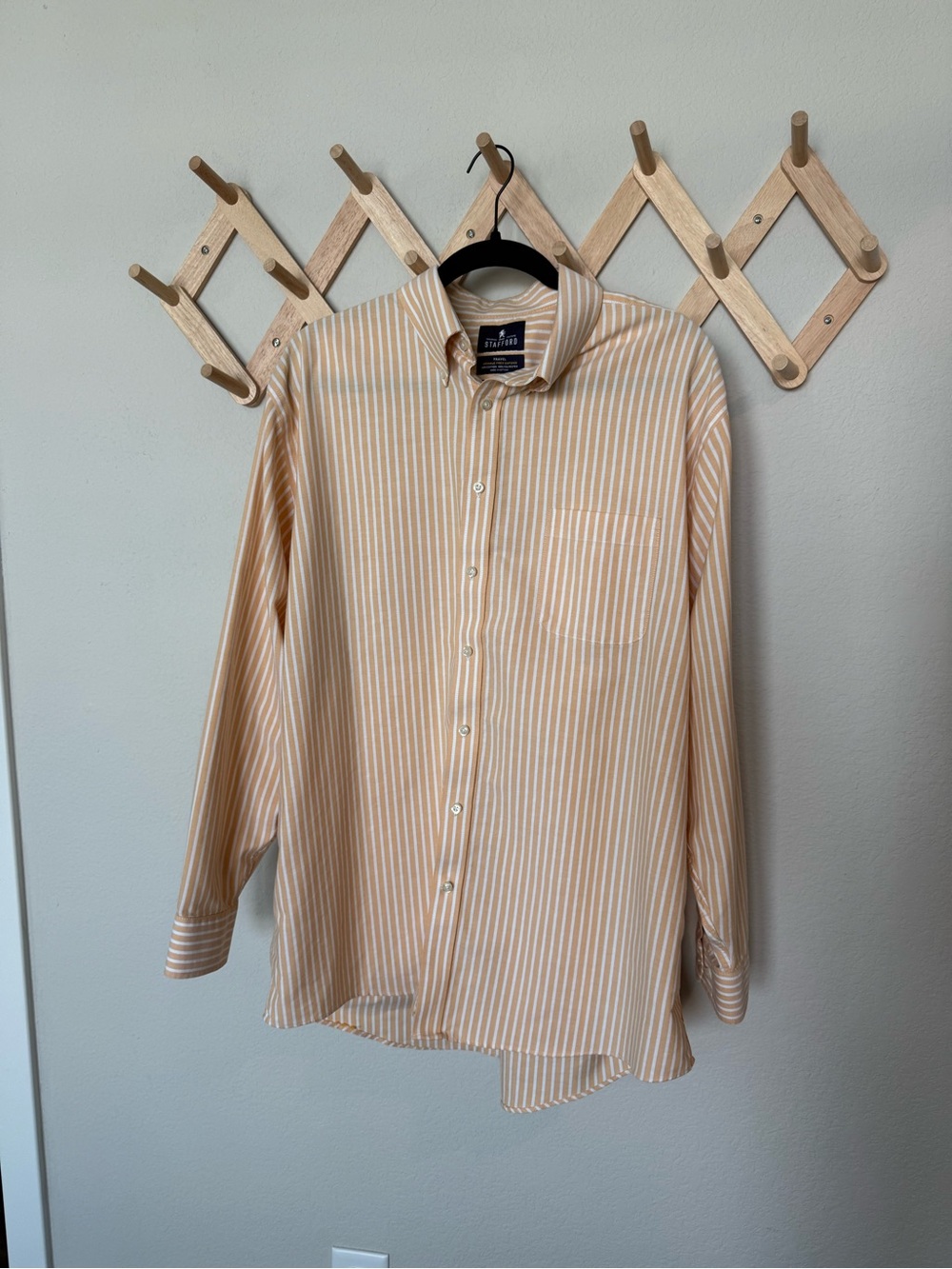STAFFORD Striped Long-Sleeve Shirt - Orange/White